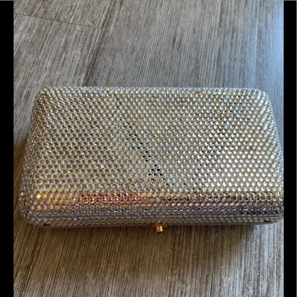 clear rhinestone clutch with gold missing stones